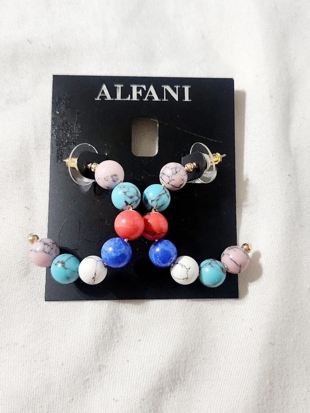 Alfani Multicolor Bead Hoop Earrings with Pink, Turquoise, Blue & Red